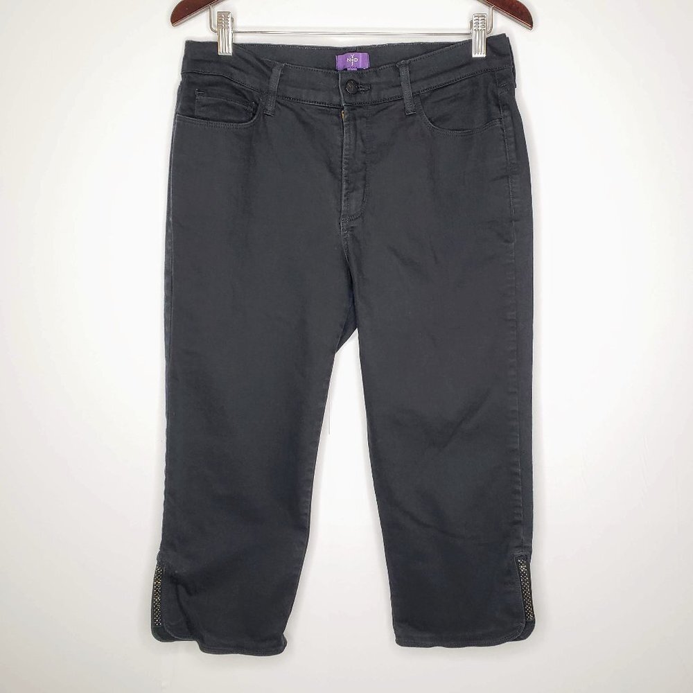 NYDJ Black Studded Bottom Cropped  Denim Jeans 8